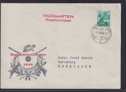 Schweiz Brief Sport Schiessen Morgartenschiessen Automobilpostbureaun Rorschach