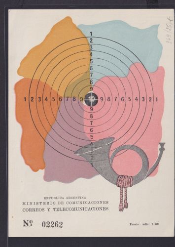 Argentinien Posthorn Sonderblatt Zielscheibe Ministerium für Kommunikation Post
