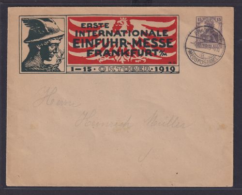 Deutsches Reich Privatganzsache Einfuhr Messe Frankfurt PU 35 B 3 Sonderstempel