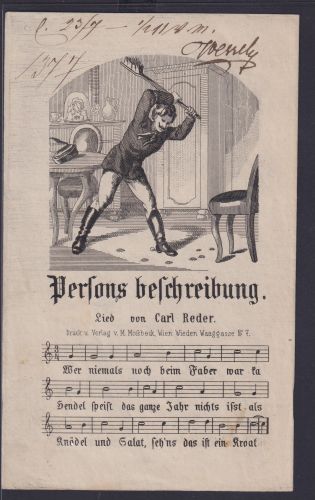 Antiquitäten Kunst Kunstdrucke Lithographie Musik Lied von Carl Reder Klappblatt