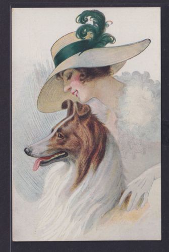 Ansichtskarte Künstlerkarte Junge Dame mit Hund Edition Herald Paris