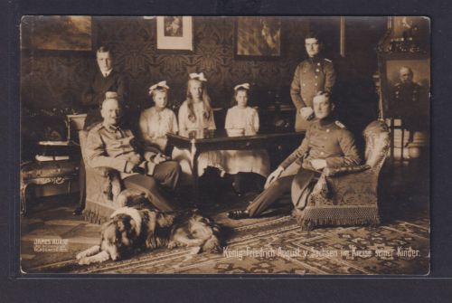Ansichtskarte ab Rosenheim König Friedrich August v. Sachsen mit Kindern Kgl.