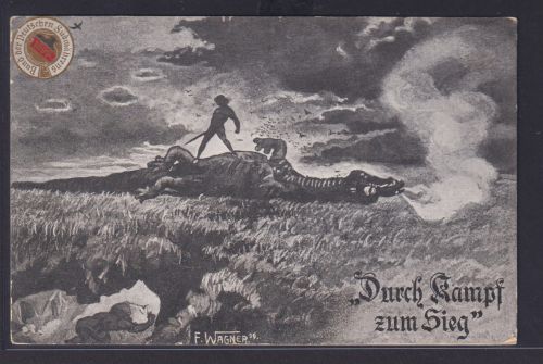 Ansichtskarte Künstlerkarte Signiert F. Wagner Besiegter Drache Durch Kampf zum