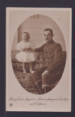 Ansichtskarte Porträt Herzog Ernst August Braunschweig Lüneburg m. Erbprinz