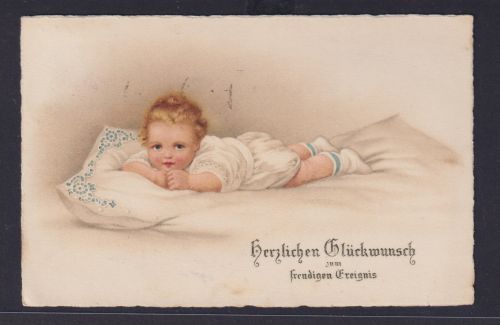 Ansichtskarte ab Erfurt Glückwunsch Geburt