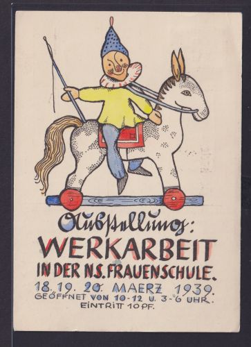 Ansichtskarte ab Stettin n. Pyrmont Ausstellung Werkarbeit NS Frauenschule