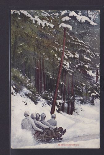 Ansichtskarte Süsmark Künstlerkarte Bobsleighfahren Winterlandschaft nach Wien