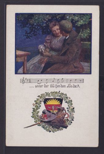 Ansichtskarte Österreich Deutsche Böhmen Künstler Paar unter Linden