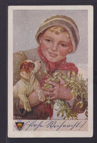 Ansichtskarte Österreich Deutsche Böhmen Künstler Vignette Weihnachtsgruß nach