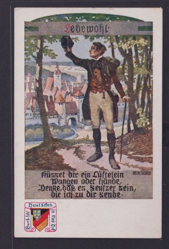 Ansichtskarte Österreich Deutsche Böhmen Künstler Sign. Soldat Lebwohl