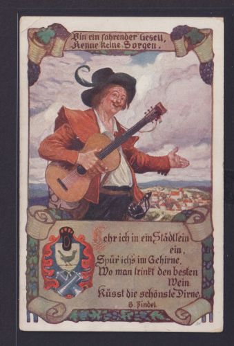 Ansichtskarte Österreich Deutsche Böhmen Künstler Vignette Musikant nach