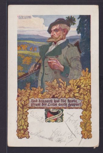 Ansichtskarte Österreich Deutsche Böhmen Künstler Vignette Jäger ab Wien nach