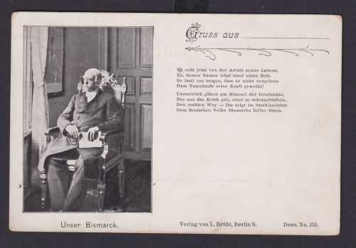 Ansichtskarte Bismarck Reichskanzler Deutsches Reich Spruch Verlag L.Brühl