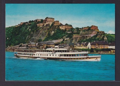 Ansichtskarte Schiffe Schifffahrt MS Rüdesheim Rhein Koblenz Festung