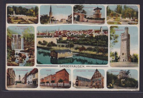 Ansichtskarte Sangerhausen n. Charlottenburg Versch. Ansichten Rosarium