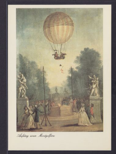 Ansichtskarte Montgolfiere Aufstieg Ballon Gemälde Künstlerkarte