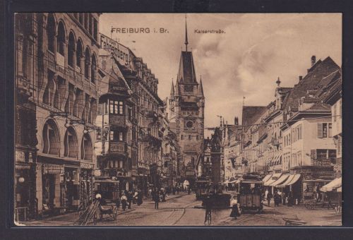 Ansichtskarte Freiburg Breisgau n. Meiningen Thüringen Kaiserstrasse Hitz Schirm