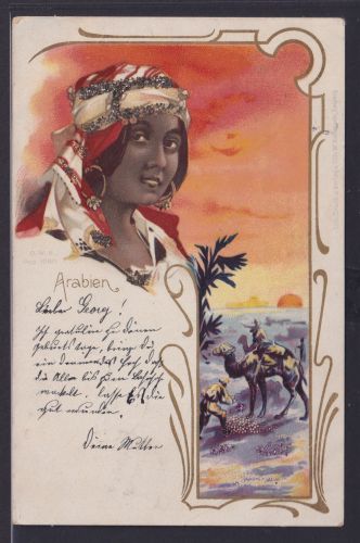 Ansichtskarte Jugendstil Art Nouveau Arabien Frauen Schönheit Künstlerkarte