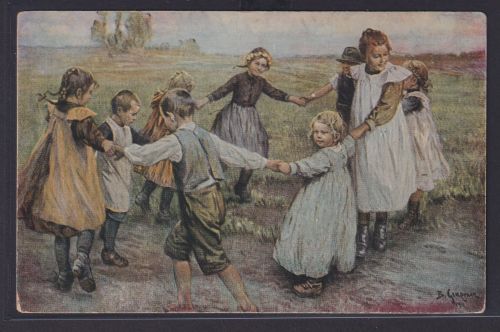 Ansichtskarte Künstlerkarte Sign. Kinder Tanz Reigen Landschaft