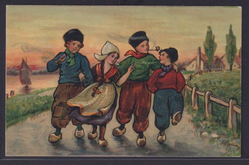 Ansichtskarte Künstlerkarte Kinder Tracht Vergnügen Spass ab Gravenhage nach