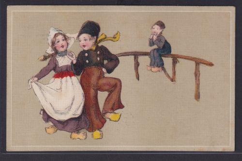 Ansichtskarte Künstlerkarte Kinder Tracht Spiel Tanz ab Rotterdam Niederlande