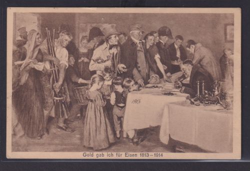 Ansichtskarte Tauschaktion Gold für Eisen 1813 nach Fleissen Böhmen Plesna