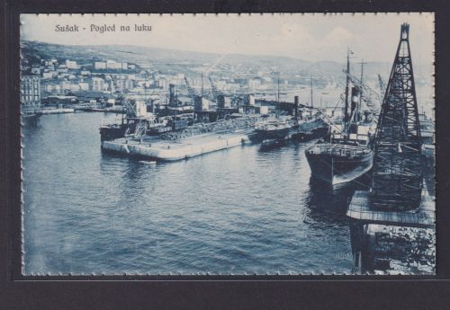 Ansichtskarte Susac Kroatien Hafen Schiffe Verladung Kräne Jugoslawien