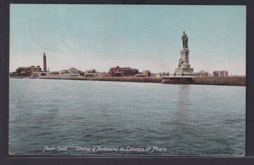 Ansichtskarte Port Said Hafenstadt Agypten Asien Afrika Statue Ferdinand Lesseps