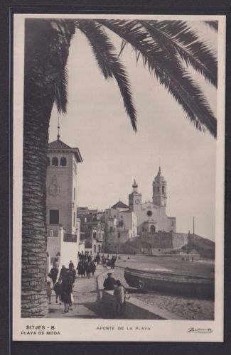 Ansichtskarte Sitjes Meer Strand Palme Spanien nach Hildesheim Niedersachsen