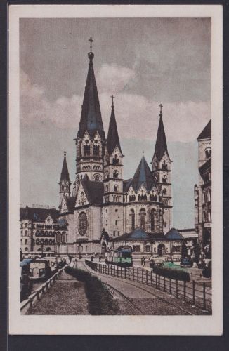 Ansichtskarte Künstlerkarte Berlin Kaiser Wilhelm Gedächtniskirche Strassenbahn