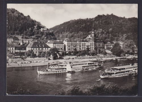 Ansichtskarte Bad Schandau Elbe Fluss Schiffe MS Wilhelm Pieck Flußpromenade
