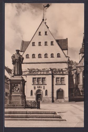 Ansichtskarte Eisleben Rathaus Luther Denkmal Lutherstadt Sachsen Anhalt nach