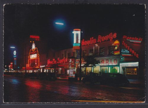 Ansichtskarte Hamburg Reeperbahn St. Pauli Moulin Rouge Leuchtreklame Nachtbild