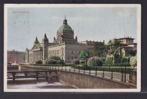 Ansichtskarte Leipzig Reichsgericht Park Fluss nach Oberpikenhain