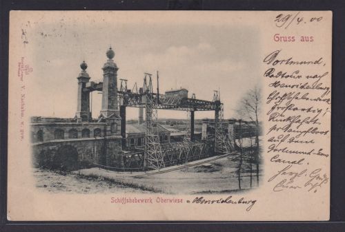 Ansichtskarte Henrichenburg Schieffshebewerk Oberwiese NRW nach Dresden Sachsen