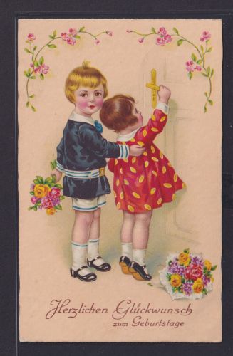 Ansichtskarte Kinder Geburtstag Blumendeko ab Rochlitz Sachsen n.Oberpickenhain