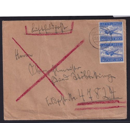 Deutsches Reich Flugpost MEF Feldpostmarke Brief Zulassungsmarke Militaria
