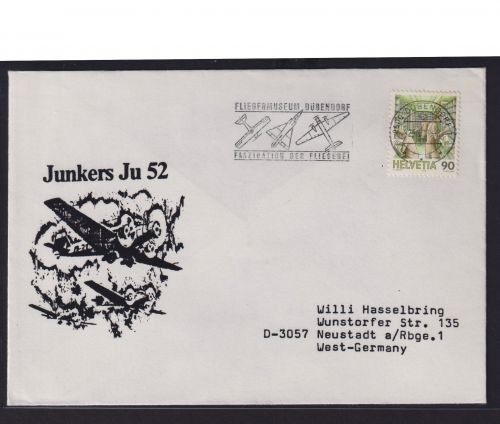 Flugpost Schweiz Brief EF Fliegermuseum Dübendorf Militaria Junkers Ju 52
