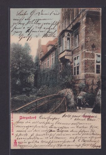 Ansichtskarte Künstlerkarte Bergedorf Schloss Hamburg nach Barmen Wuppertal