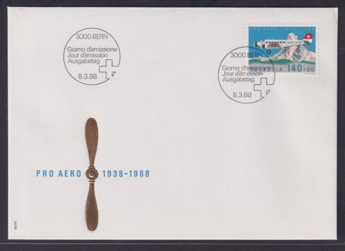 Flugpost Schweiz Brief EF Bern Militaria Junkers Ju 52 Tante Ju Präge Propeller