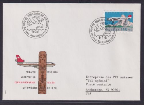 Flugpost Schweiz Brief EF Pro Aero Nordpolflug Zürich Militaria Junkers Ju 52