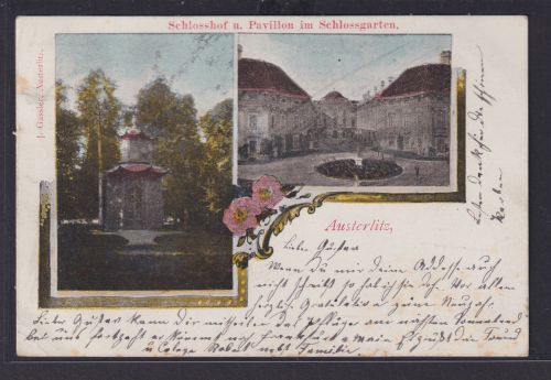 Ansichtskarte Künstlerkarte Austerlitz Slavkov u Brna Schlosshof Pavillon