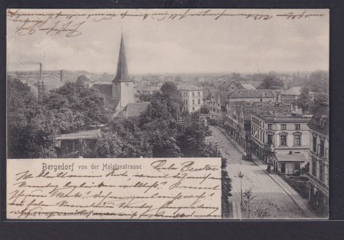 Ansichtskarte Bergedorf Holstenstrasse Kirche Hamburg nach Altona Ottensen