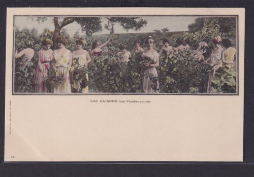Ansichtskarte Jugendstil Art Nouveau Mädchen Ernte Edition Du Panorama De Paris