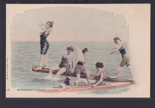 Ansichtskarte Jugendstil Art Nouveau Mädchen Baden Paddelboot Edition Du