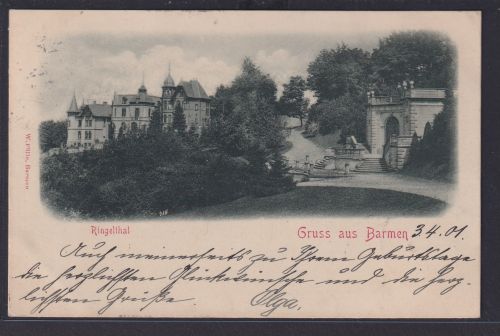Ansichtskarte Barmen Wuppertal Ringelthal Denkmal Park NRW nach Hamburg