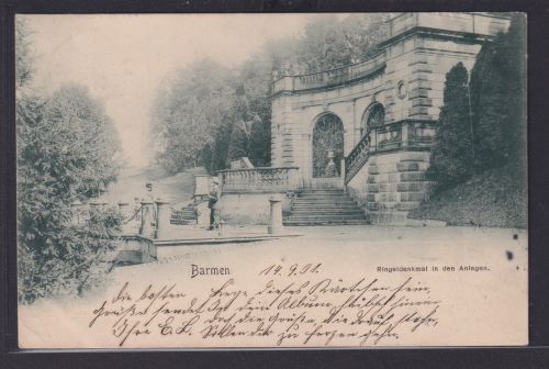 Ansichtskarte Barmen Wuppertal Ringeldenkmal Barmer Anlagen Park NRW nach