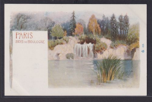 Ansichtskarte Künstlerkarte Sign. Paris Bois de Boulogne Park Wald Teich