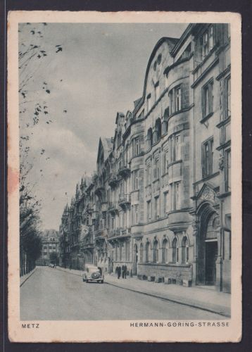 Ansichtskarte Deutsches Reich Metz Frankreich ab Breslau nach Giessen EF Hitler