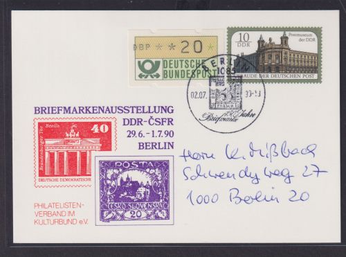 Berlin Philatelie Briefmarken Ausstellung DDR CSFR Kulturbund Sonderkarte